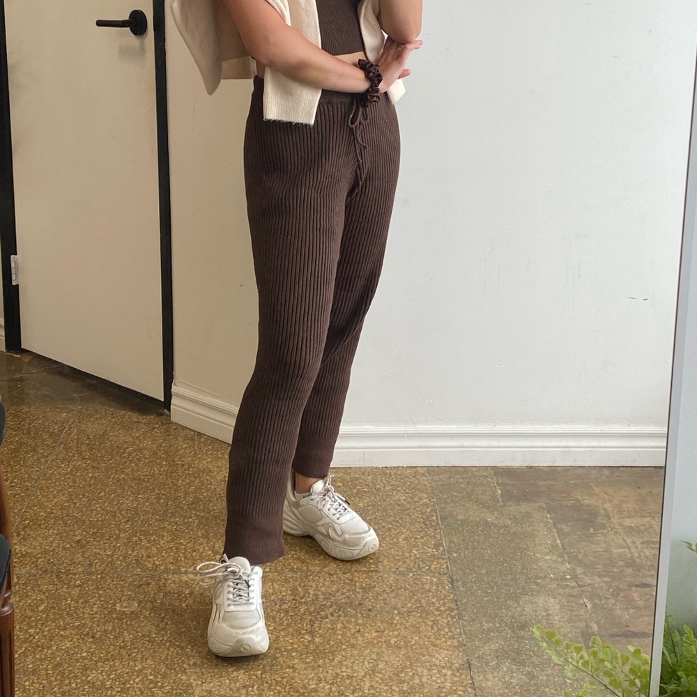 Lounge With Me Chocolate Ribbed Joggers